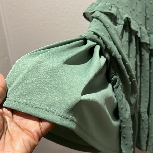 monteau boho high neck polka dot textured tier dress womens size small - Picture 11 of 11